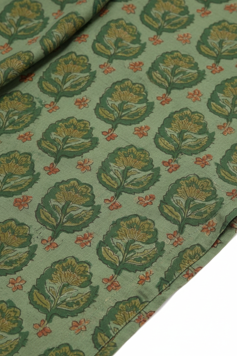 Sage Green Block Print Midi Dress print detail