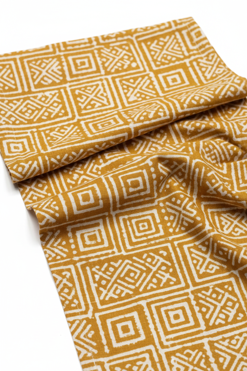 Mustard Geometry Straight Kurta print detail