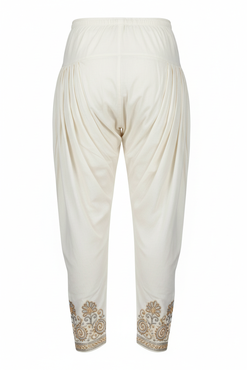 Off-White Embroidered Ankle Churidar back view