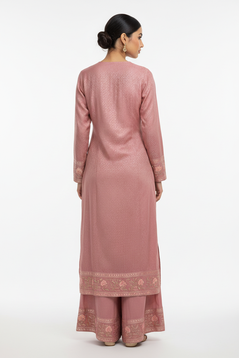 Dusty Rose Kurta Palazzo Set back view